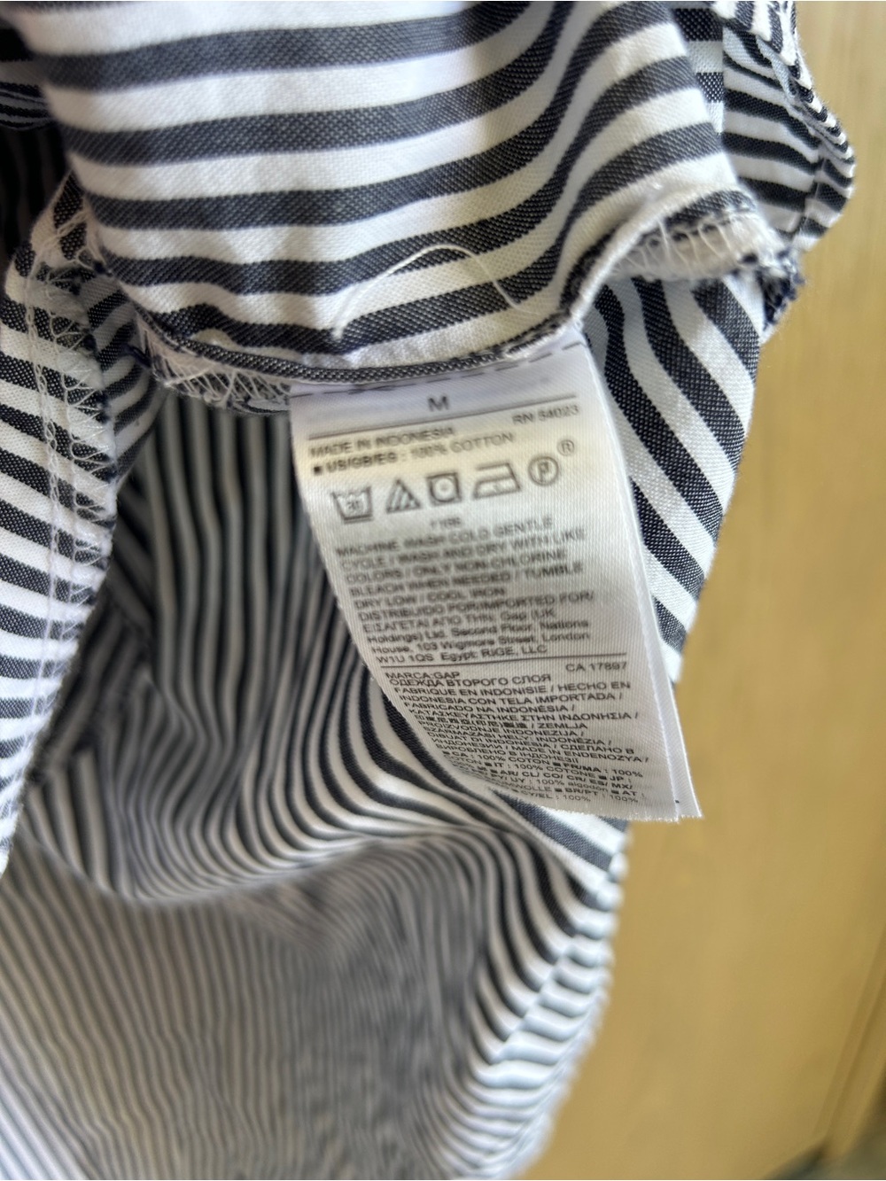 Gap brand navy and white striped poplin shirt dress, size medium - Picture 12 of 13